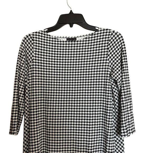 J Jill Wearever Collection Sheath Dress Womens XS Petite Houndstooth 3/4 Sleeve - Picture 2 of 8